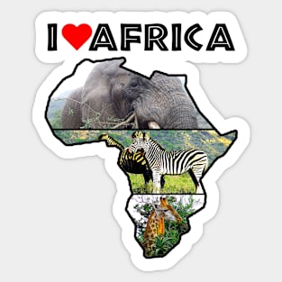 I Love Africa Wildlife Collage Map Sticker